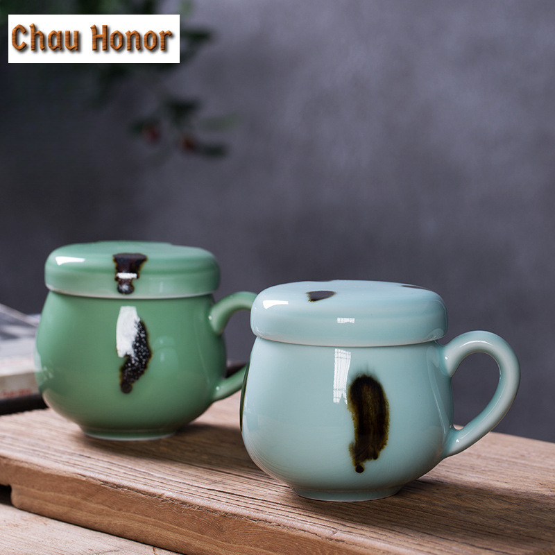 Celadon Ceramic Cup - 330 مللي Longquan Celadon تصفية فاصل