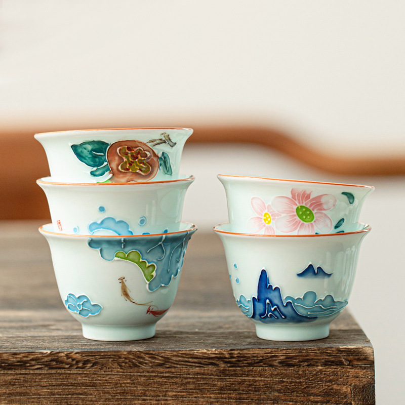 كوب شاي الكونغ فو مطلي يدويًا  - مراجعة Celadon Ceramic Cup وسعره