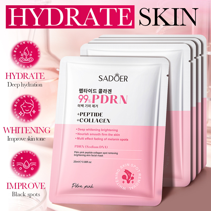 5 قطع من أقنعة الوجه SADOER PD - مراجعة Sheet Mask Collagen وسعره